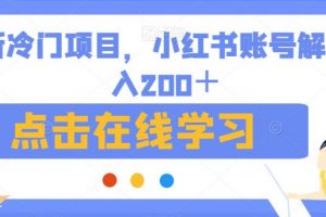 最新冷门项目，小红书账号解封日入200＋【揭秘】