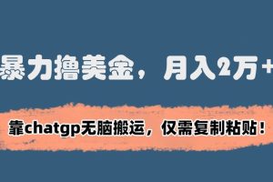 暴力撸美金，月入2万+！靠chatgp无脑搬运，仅需复制粘贴【揭秘】