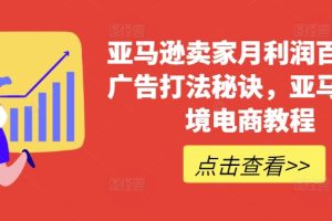 亚马逊卖家月利润百万的广告打法秘诀，亚马逊跨境电商教程