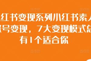 小红书变现系列小红书素人账号变现，7大变现模式总有1个适合你