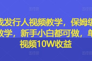 游戏发行人视频教学，保姆级实操教学，新手小白都可做，单条视频10W收益